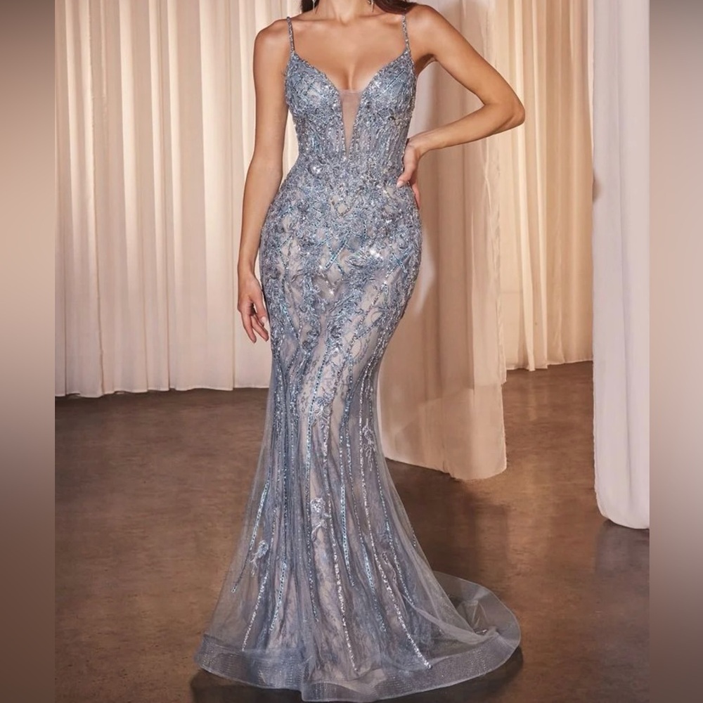 Elegant Silver Evening Gown
